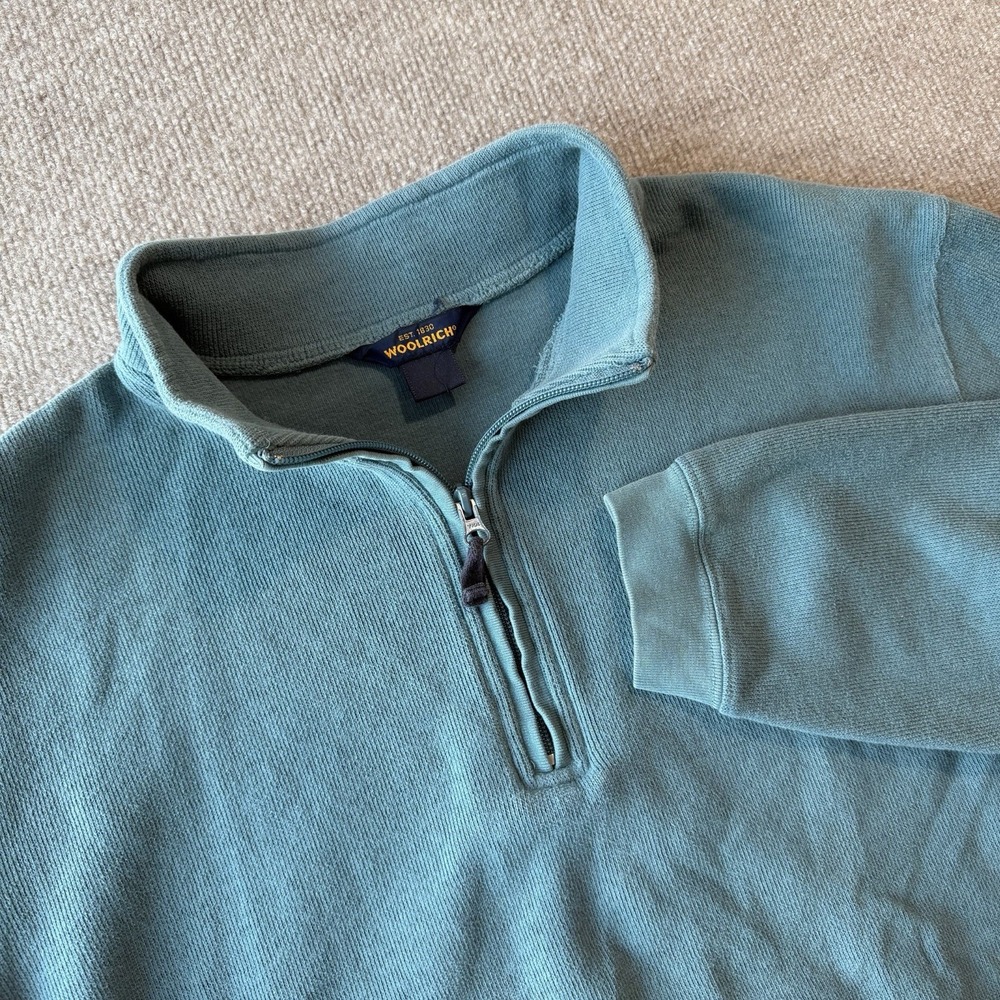 Woolrich Mallard Quarter Zip Sweater Pull‎ Over Teal Size Mens M 8809